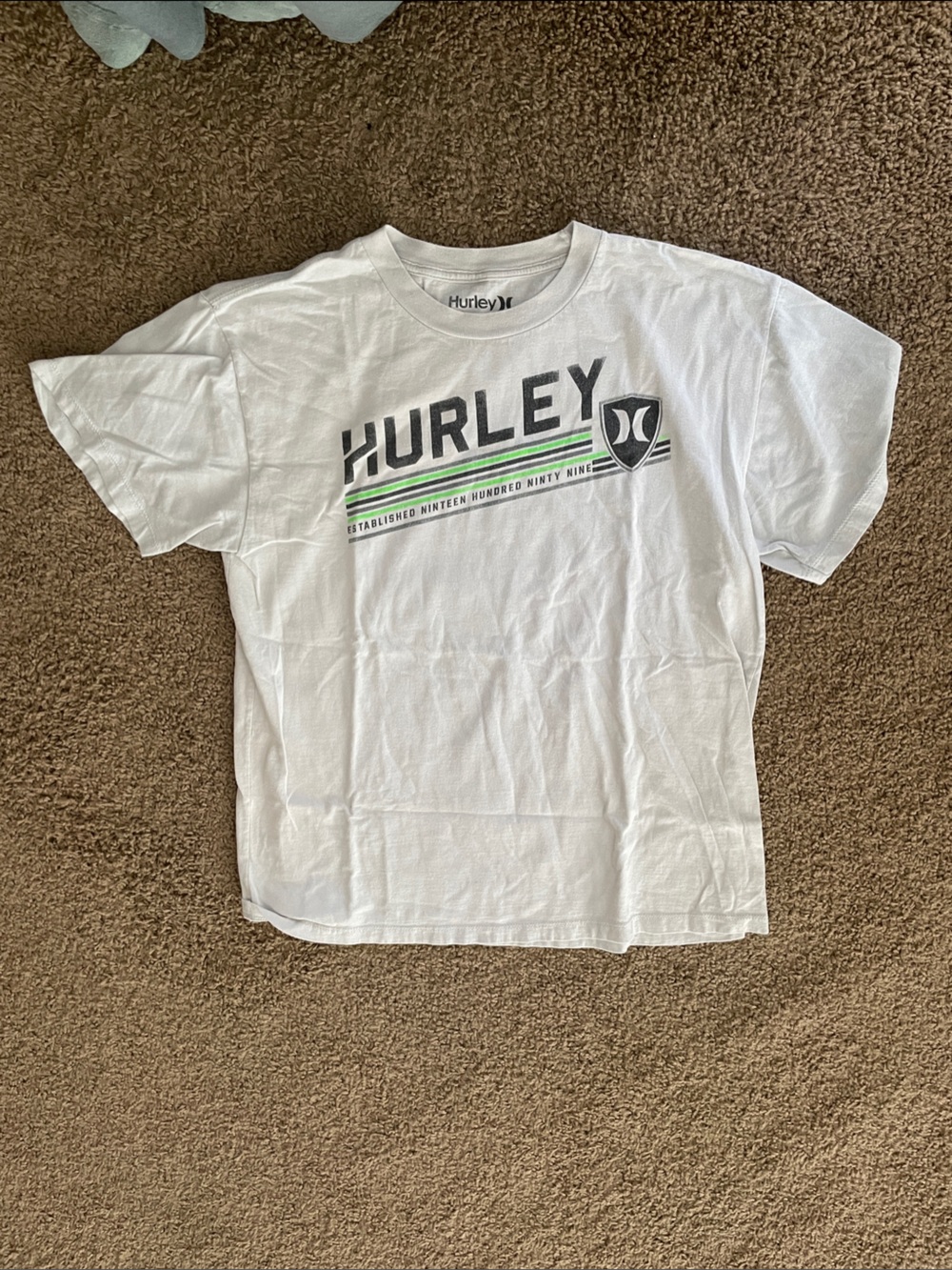 Hurley Light gray T-Shirt with Black and Green Logo